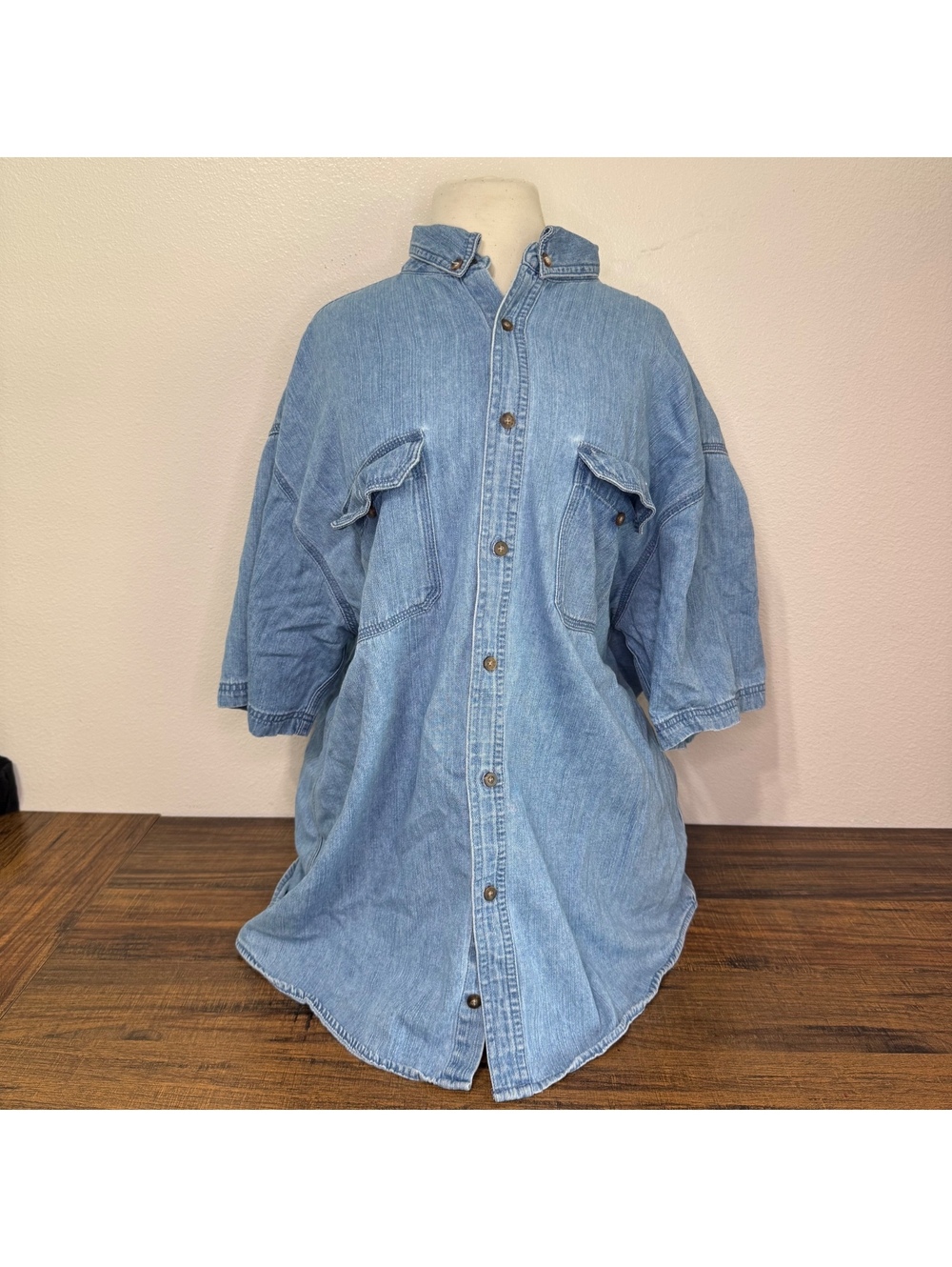 Vintage Faded Glory Men's XL Light Blue Button Up Shirt 100% Cotton
